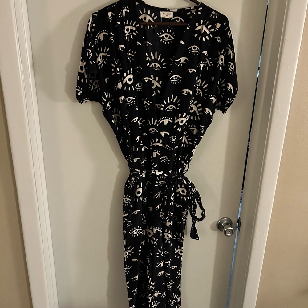 Cost Plus World Market Black Romper with White Eye Design